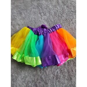 Colorful Rainbow Tulle Tutu Skirt | Satin Trim | Toddler/Girls Size 18-24M